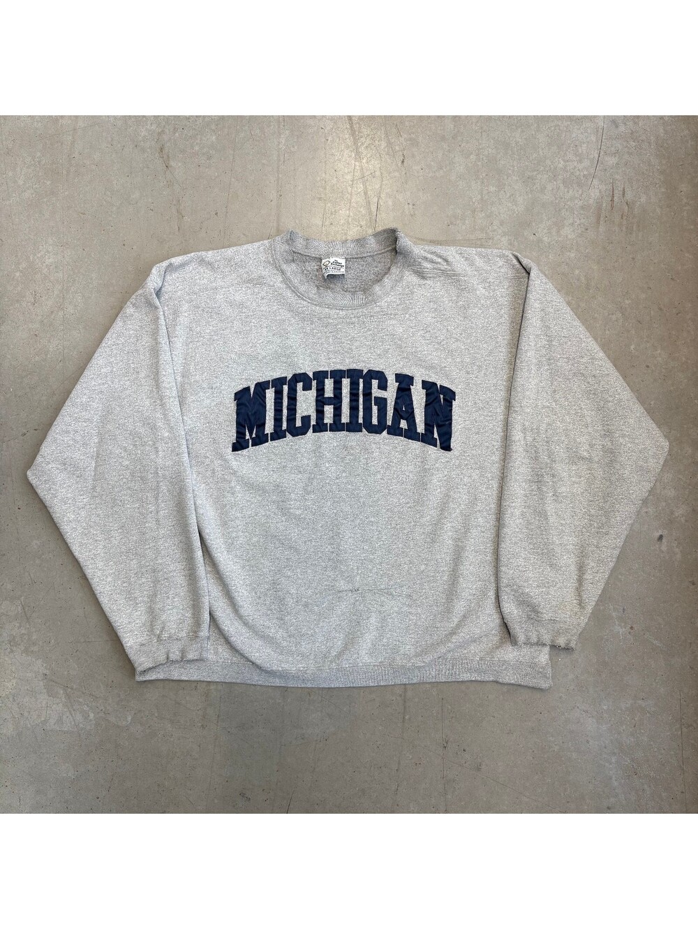 Vintage 90s Michigan University Spellout Flawed Sweatshirt XXL Gray